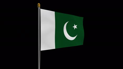 vídeo de bucle de la bandera de pakistán revoloteando en el viento, vídeo en cámara lenta de 4k, con canal alfa