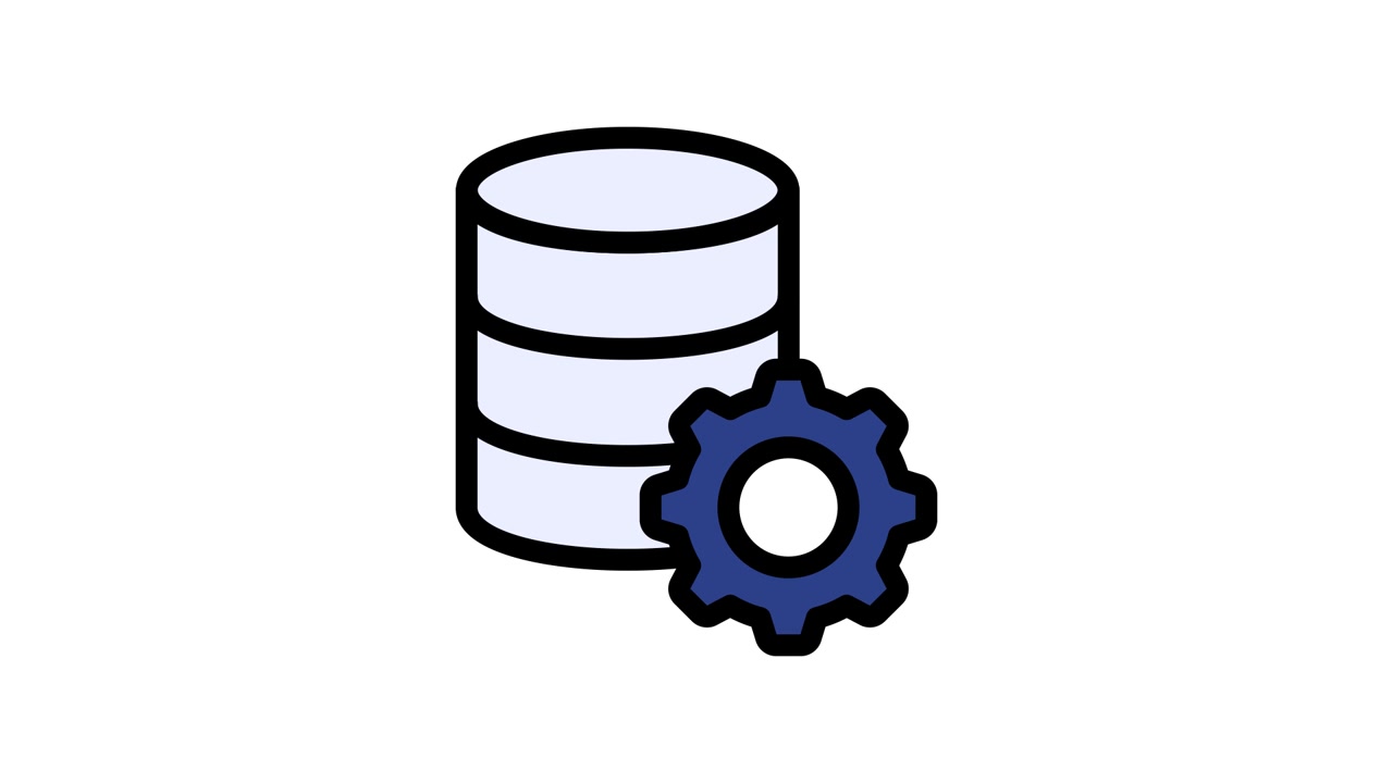 Animated Icon of Database Cylinder and Rotating Gear