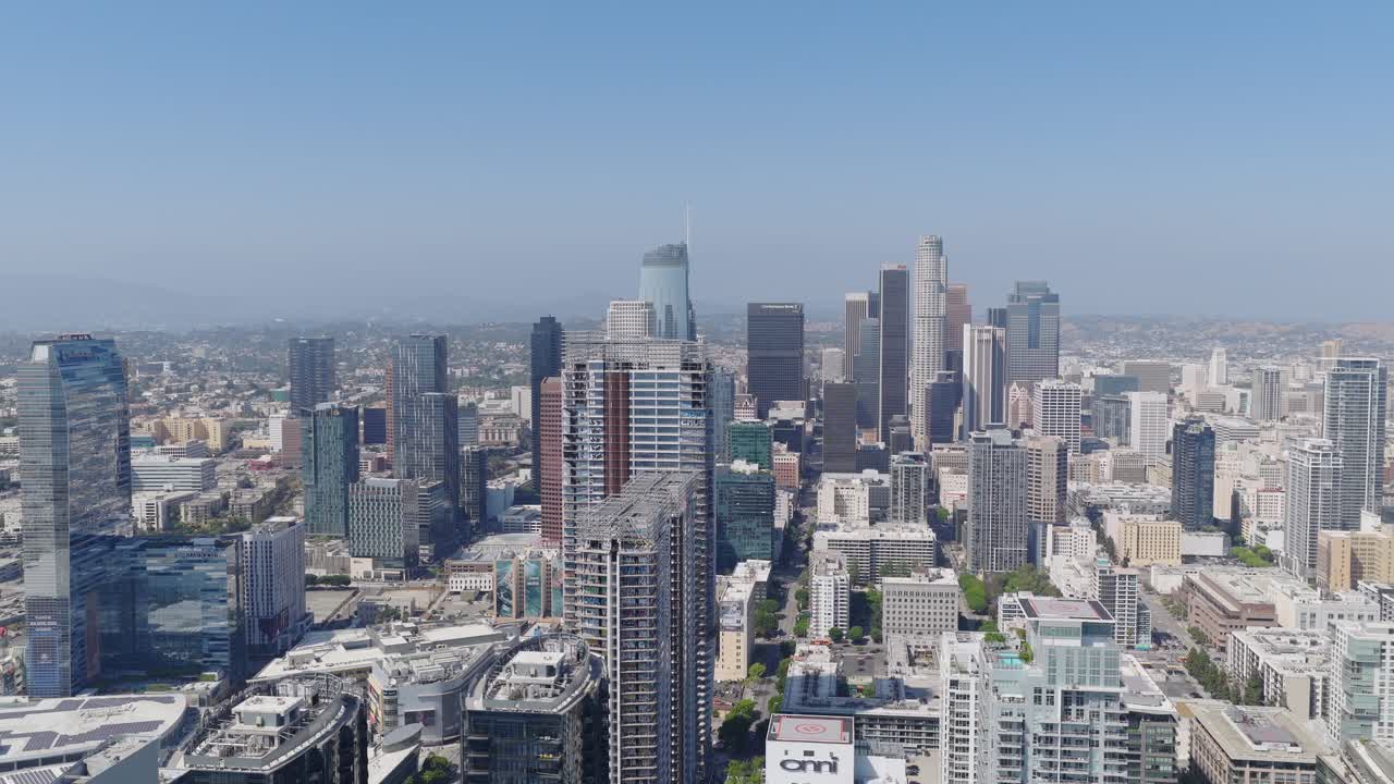 4K Aerial of downtown Los Angeles, California, USA in June 2025