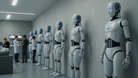 advanced robotics in a futuristic laboratory setting: an insight into human-robot interactions and the evolution of artificial intelligence technology