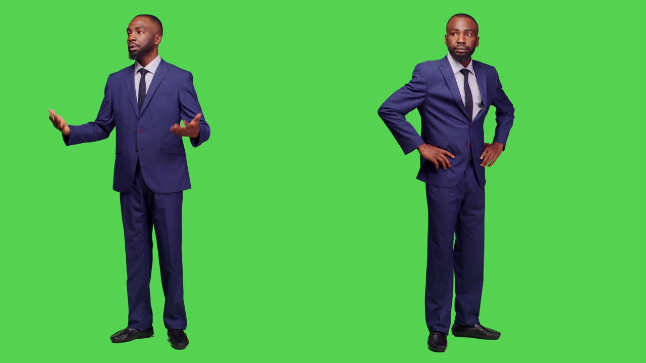 Homem de terno em tela verde