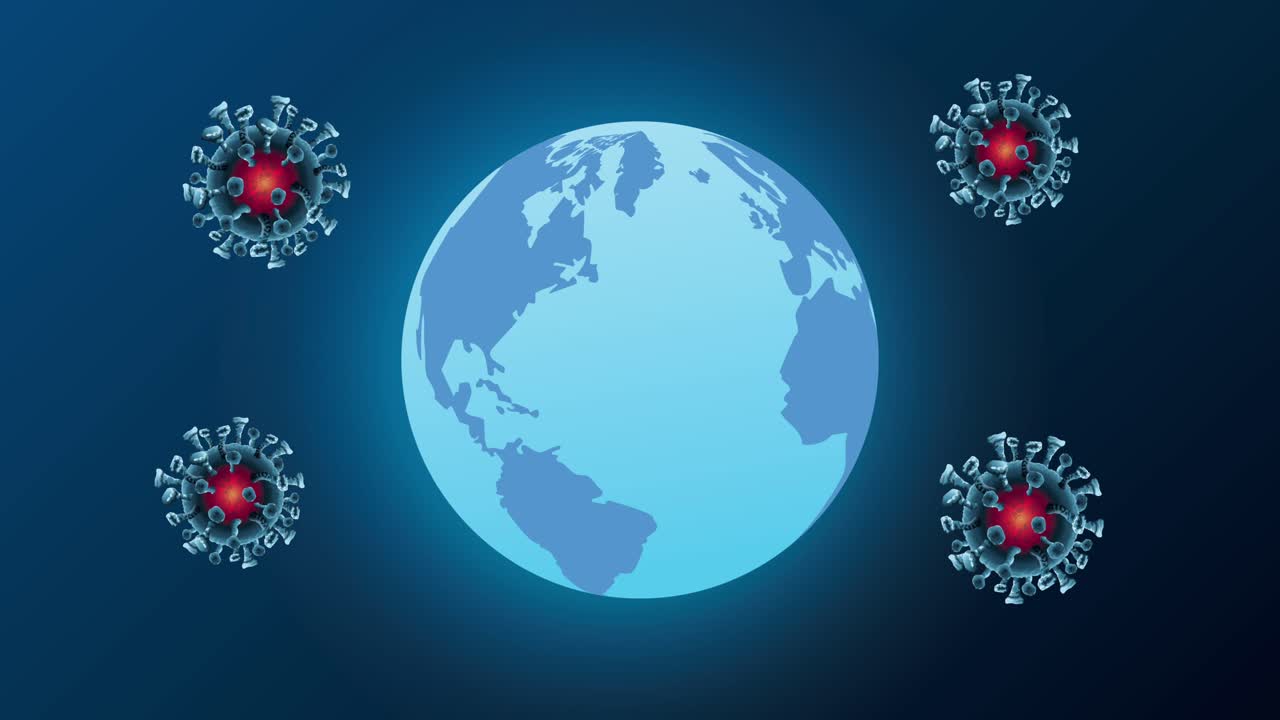 코로나19 팬데 입자: 지구 행성 패턴 애니메이션