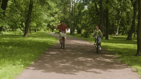people bicycling in a park