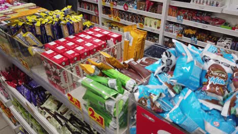 sweet snacks and traditional argentine junk products at farmacity famous store closeup