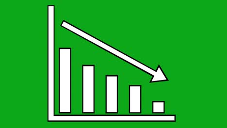 decreasing bar graph animation, illustrated in black and white