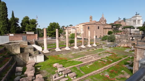 wide pan of roman forum ruins daytime