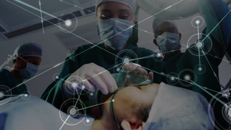animation of network of connections over diverse male and female doctors
