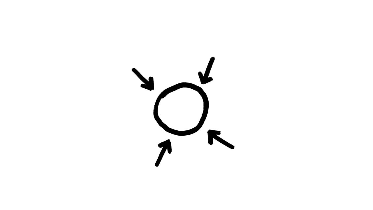 Hand Drawn Circle with Arrows Pointing Inwards