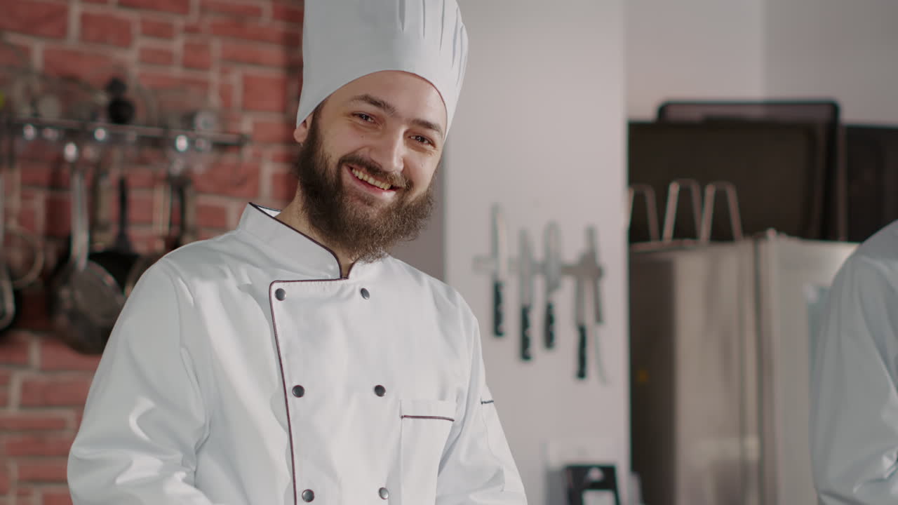 Portrait of male cook doing meal preparations for gourmet recipe