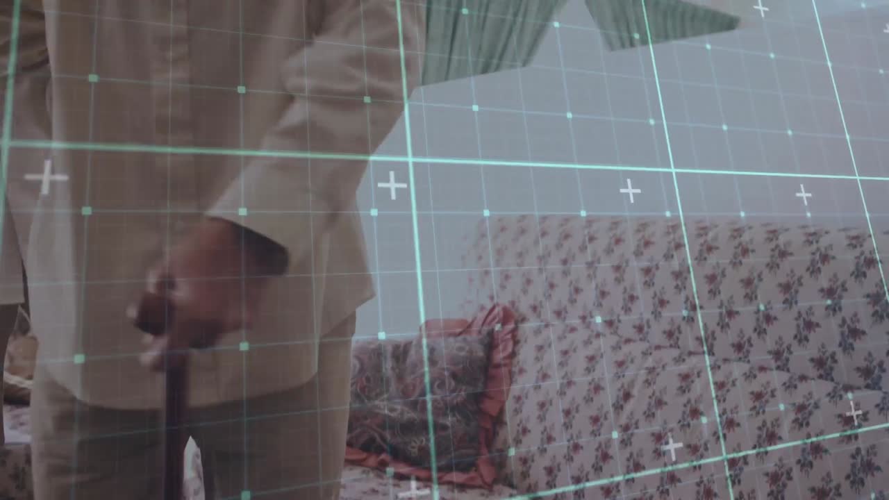 Animation av digital databehandling över en kaukasisk manlig läkare med äldre män