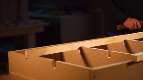 woodworking project: assembling a wooden box