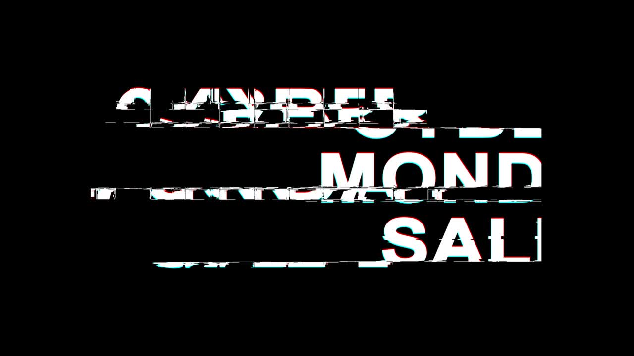 사이버 월요일 판매: 글리치 효과 텍스트 디지털 tv 왜곡 4k 루프 애니메이션