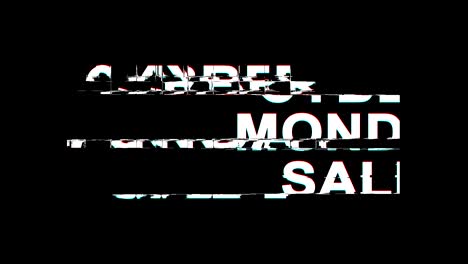 el lunes de ciber venta efecto glitch texto distorsión de televisión digital animación de bucle 4k