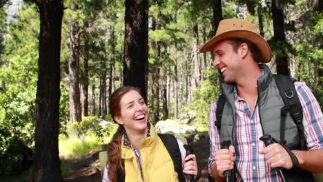 hiker couple with walking stick