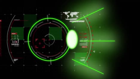 animation of scope scanning over data processing on black background