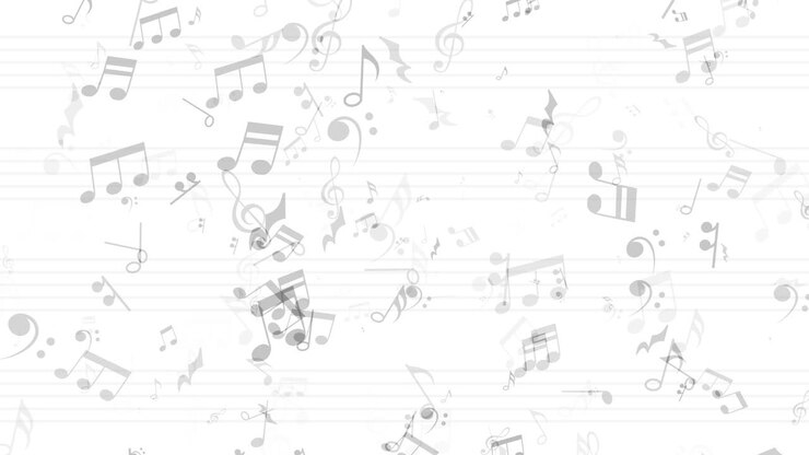 A lot of musical symbol marks fall on a simple white background. Seamless loop.
