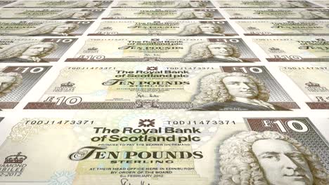 banknotes of ten scottish pounds of scotland, cash money, loop