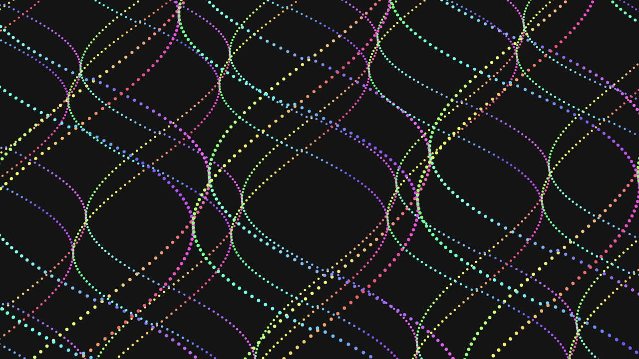 Colorful wave-like line pattern on black background