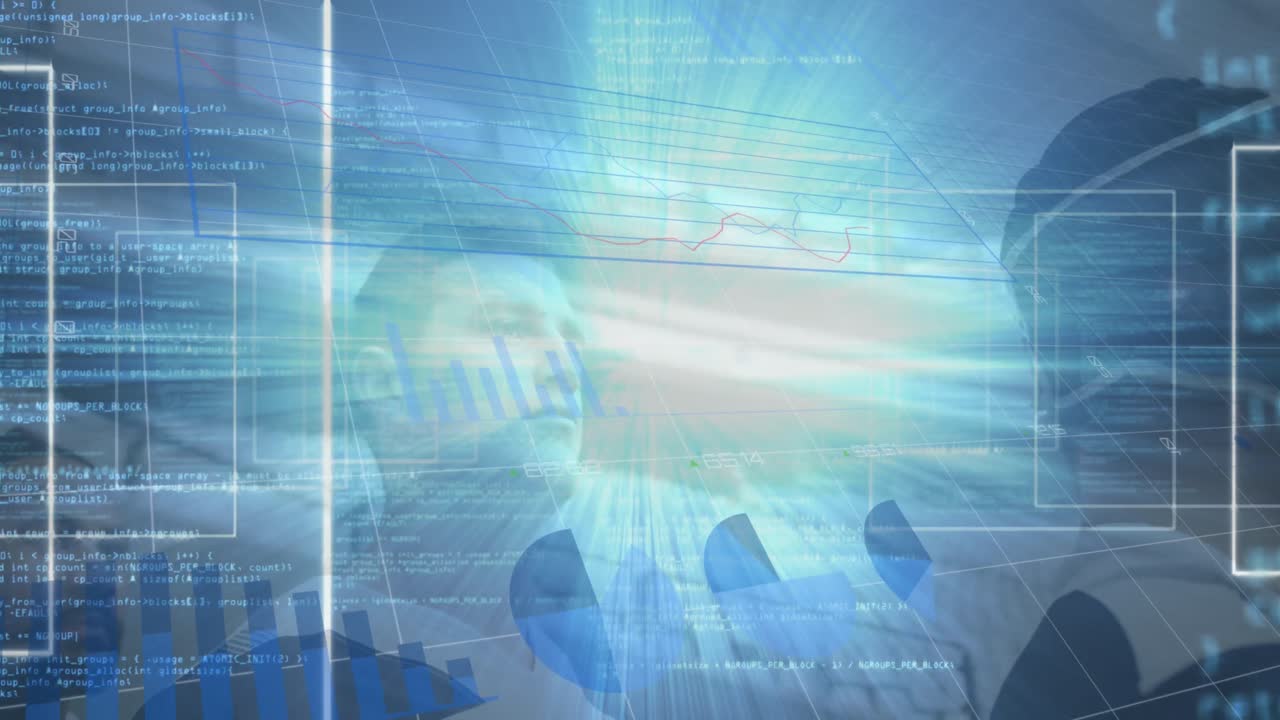 스포츠 경기장에서 럭비 선수에 대한 통계 및 데이터 처리 애니메이션