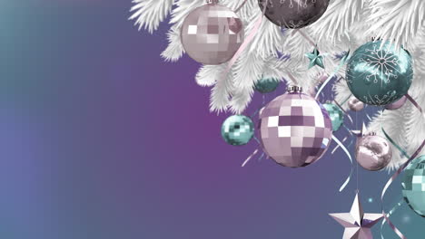 animación de formas sobre las bolas de navidad.