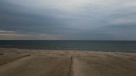 sideways trucking movement over a beach