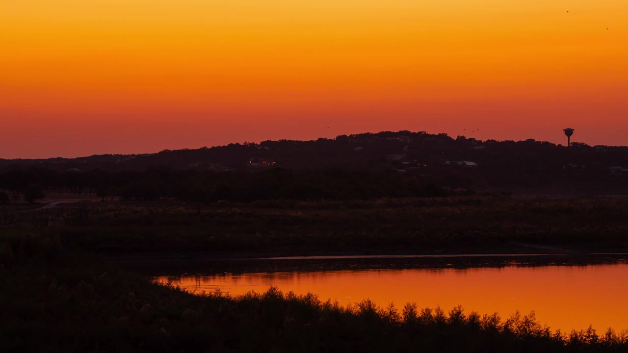 Colorful Timelapse of the sunset colors in Canyon Lake, Texas in the hill country