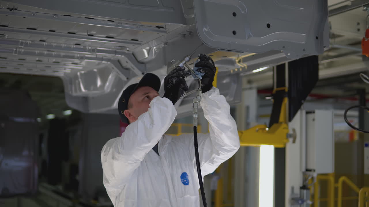 pintura de carrocería en una fábrica