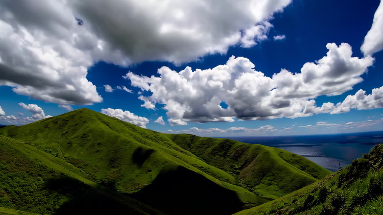 Mountain Landscape with Clouds and Ocean View