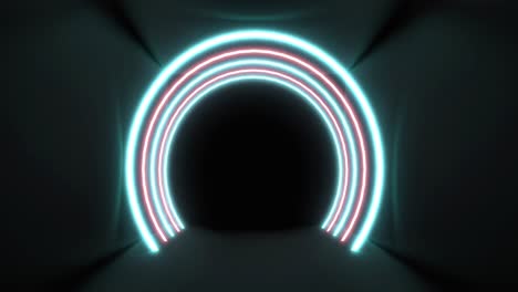 Concetric-blue-and-pink-neon-light-arches-pulsating-on-a-black-background