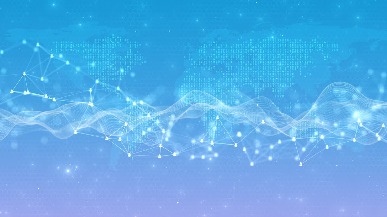 Futuristic abstract digital connection moving dots lines technology background network connection