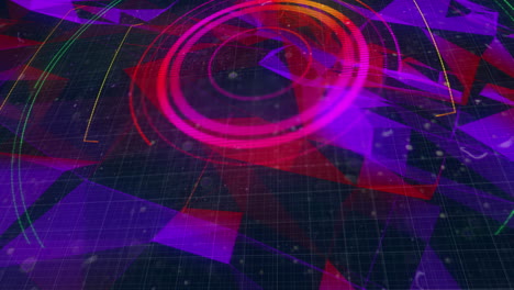 animación digital del escáner de alcance redondo contra la red plexus sobre un fondo azul