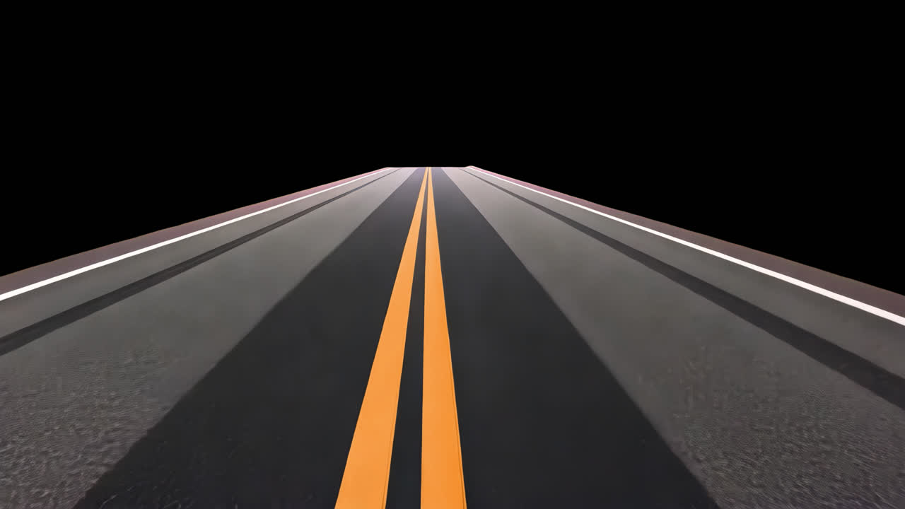 Endless road towards horizon animated overlay, transparent 4K video, alpha channel, ProRes 4444