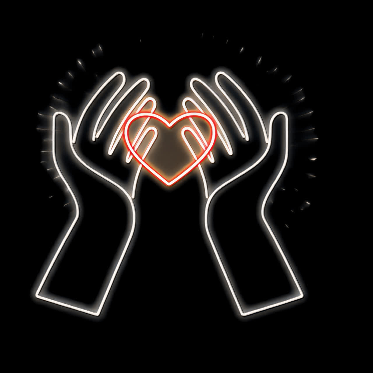 Hands holding heart animation isolated asset, transparent 4K video, alpha channel, ProRes 4444