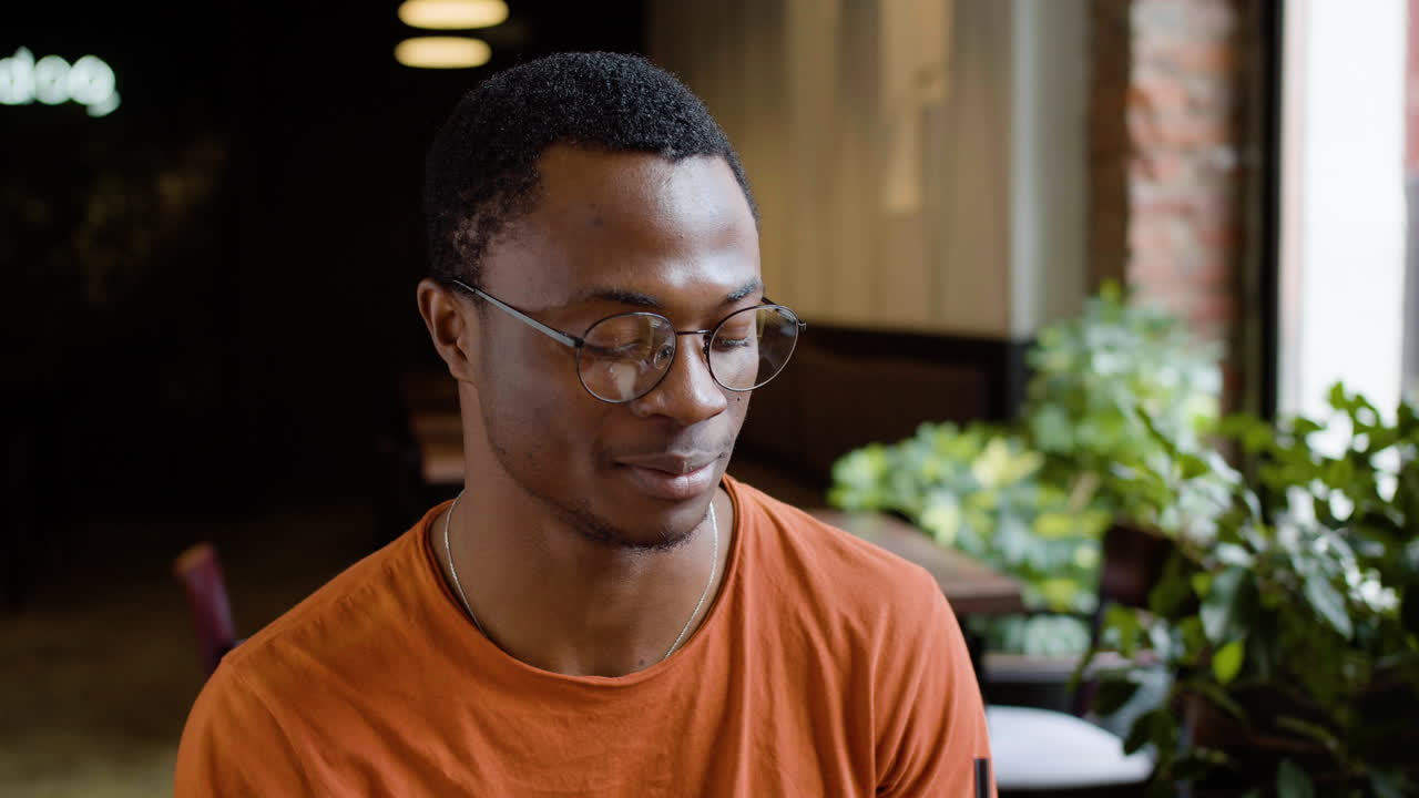 Young man in a restaurant