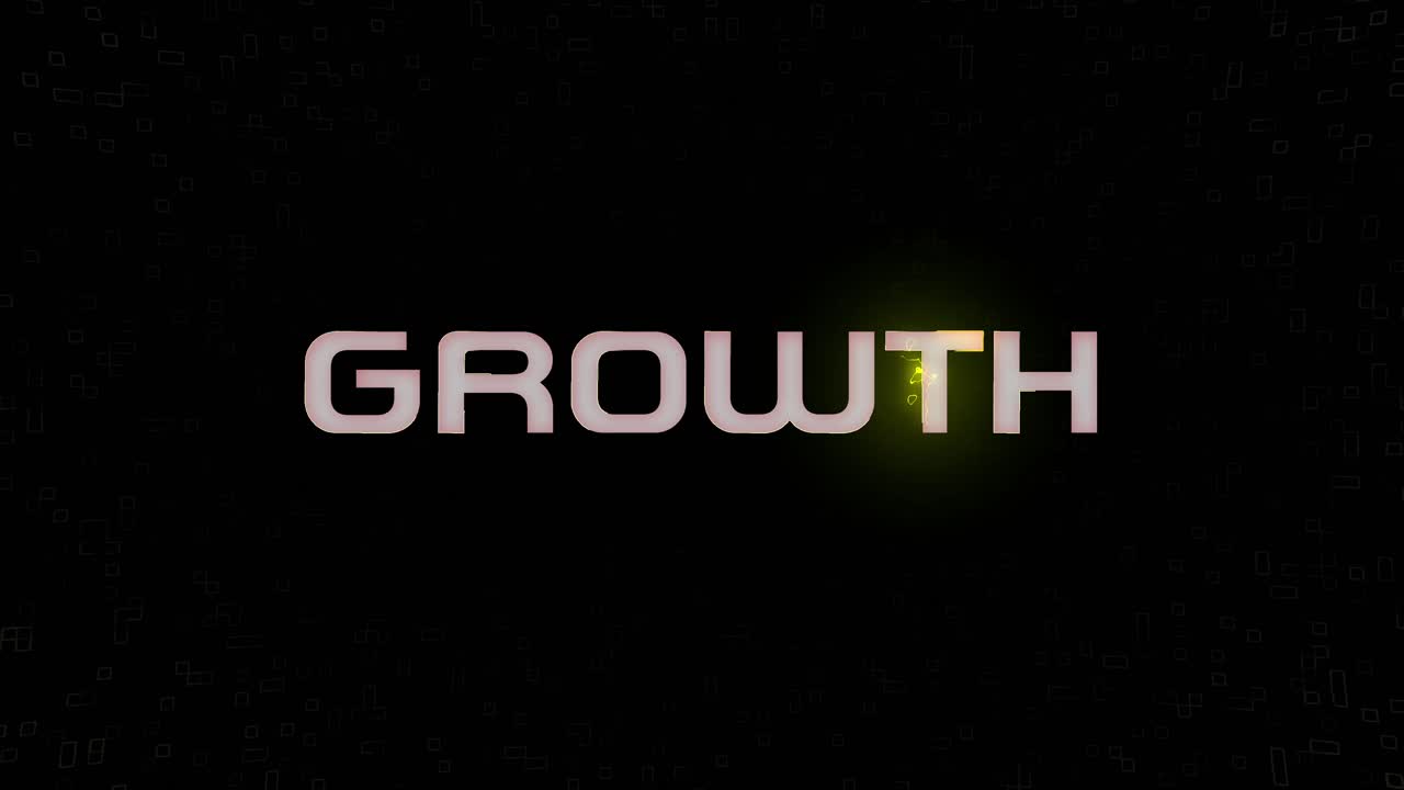 Electrified flashing GROWTH animated graphic in white yellow and black