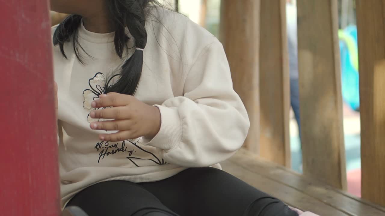 Young Girl Playing on a Playground