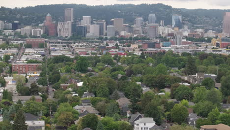 aerial view of downtown portland on a cloudy afternoon