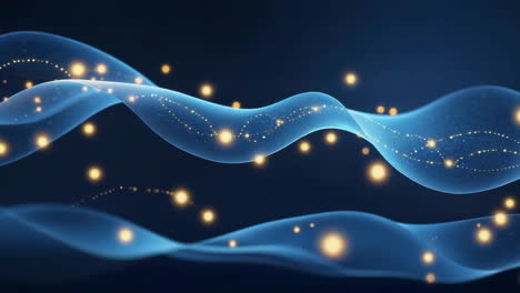 abstract blue waves with glowing particles