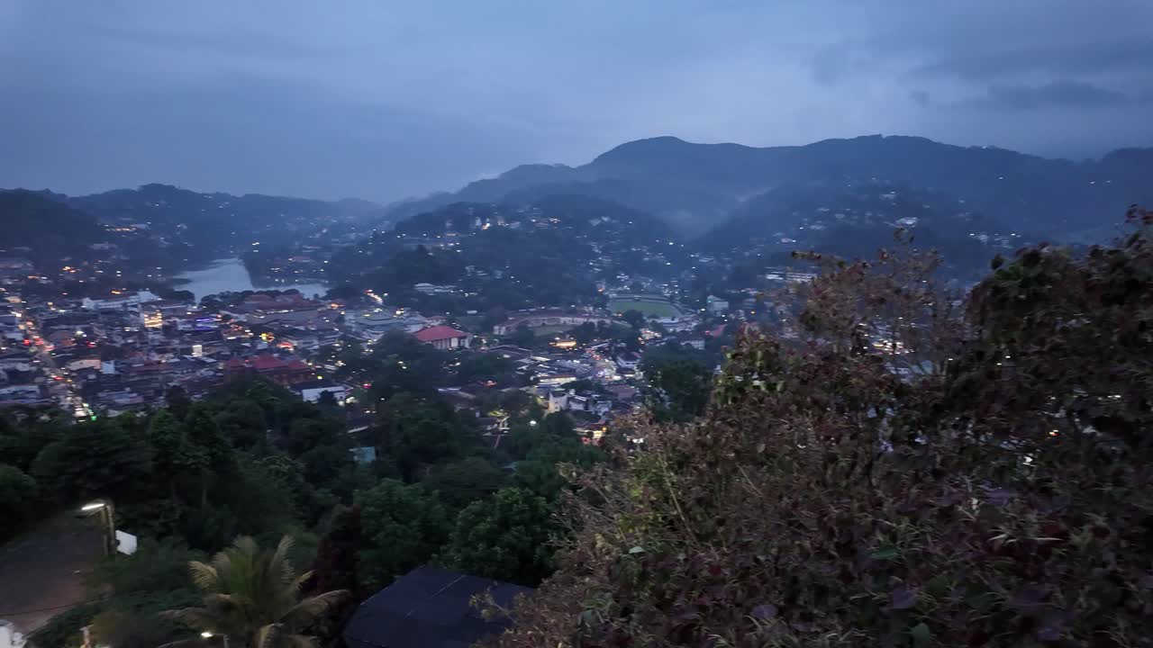 4K Video from a view point at sunset in Kandy City, Sri Lanka