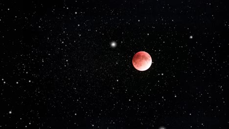 red moon or blood moon studded with stars in space, the universe