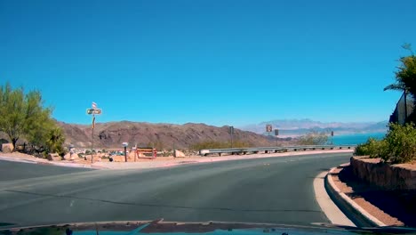 leaving boulder city and lake mead comes into view.