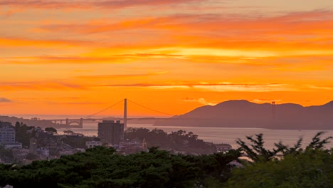 time lapse: beautiful sunset in san francisco with the view of the bay and the golden gate bridge