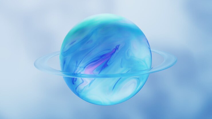 Flowing glossy pattern planet ball, 3d rendering.