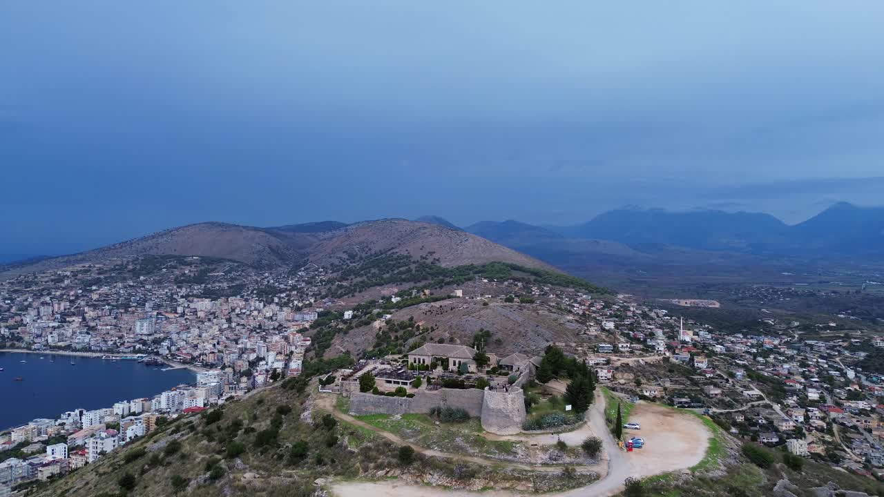 Lekuresi Lekursi castle ruin Kajala e Lëkurësit Saranda Albania city view