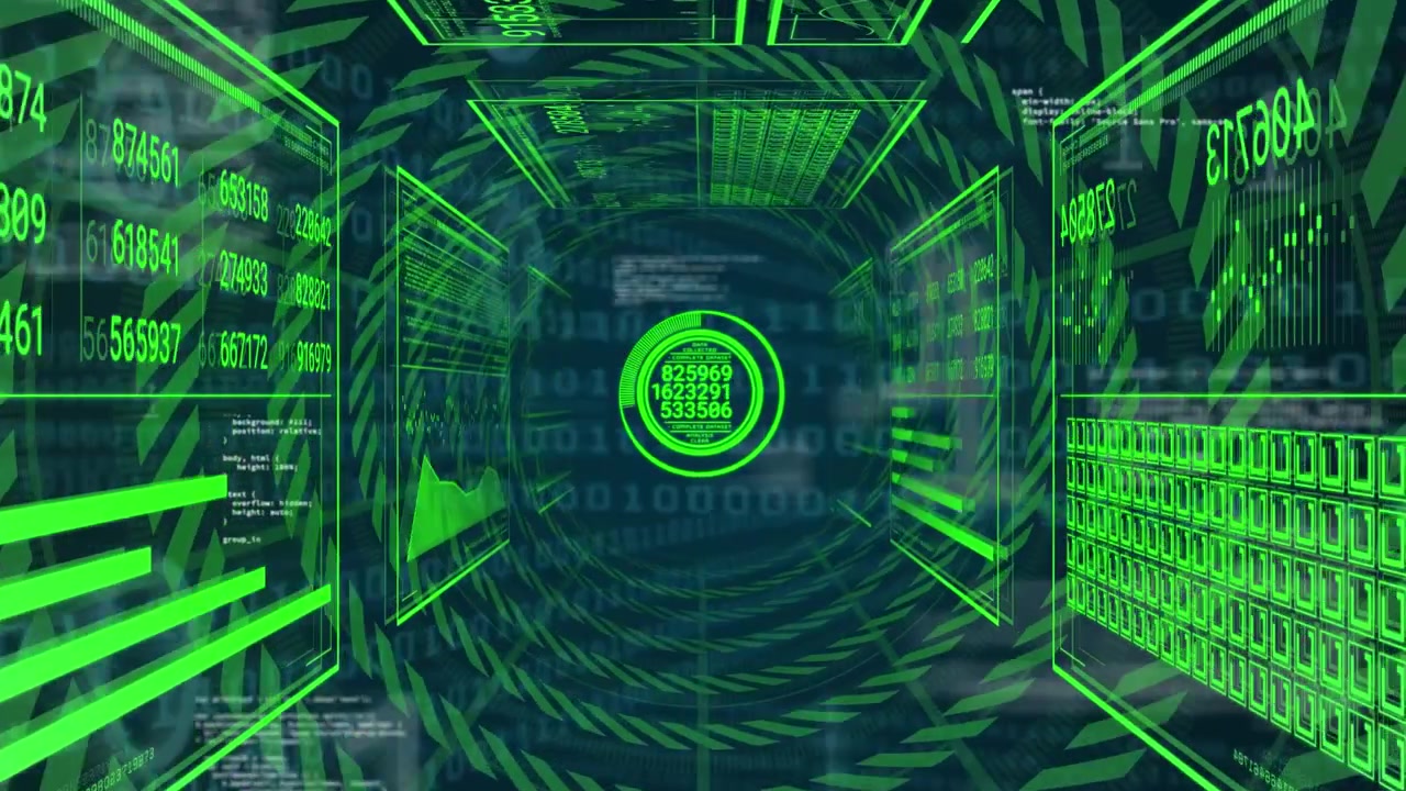 Animation of data processing over screens