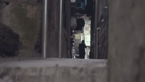 mysterious narrow alleyway in a city