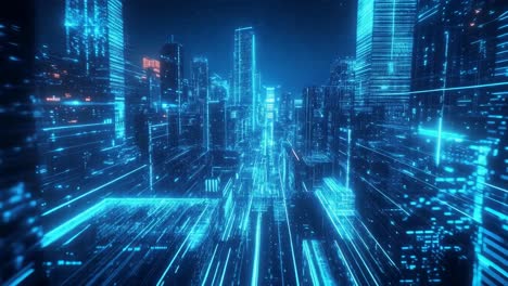 futuristic neon city at night