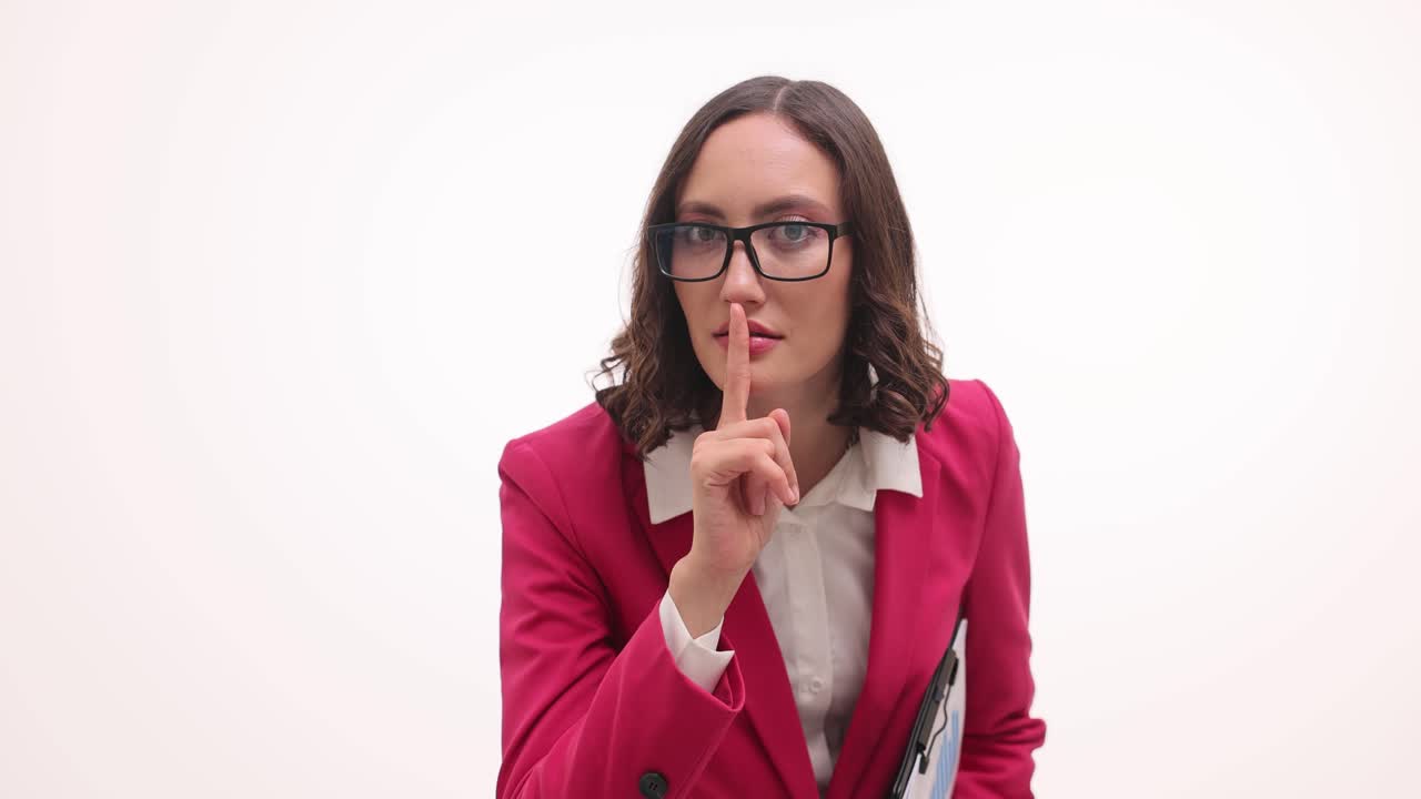 Businesswoman Signaling Silence