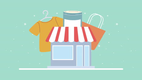 simple shop illustration with clothing and products