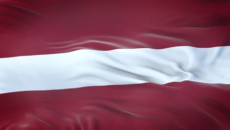 latvia flag waving in the wind with highly detailed fabric texture. seamless loop